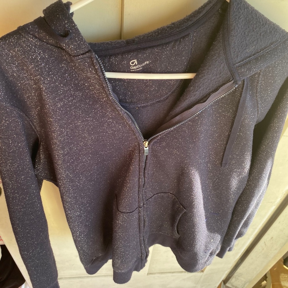GAP hoodie - Womens Size L - Navy with silver threads